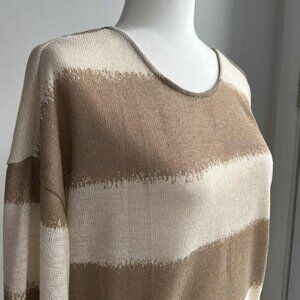 Sadie & Sage Beige Twist-Back Lightweight Sheer Knit Sweater – US M